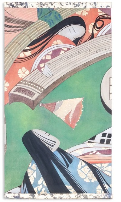 Toile Peinte Représentant Des Danseuses Japonaises. Contemporain. Ls63451098i