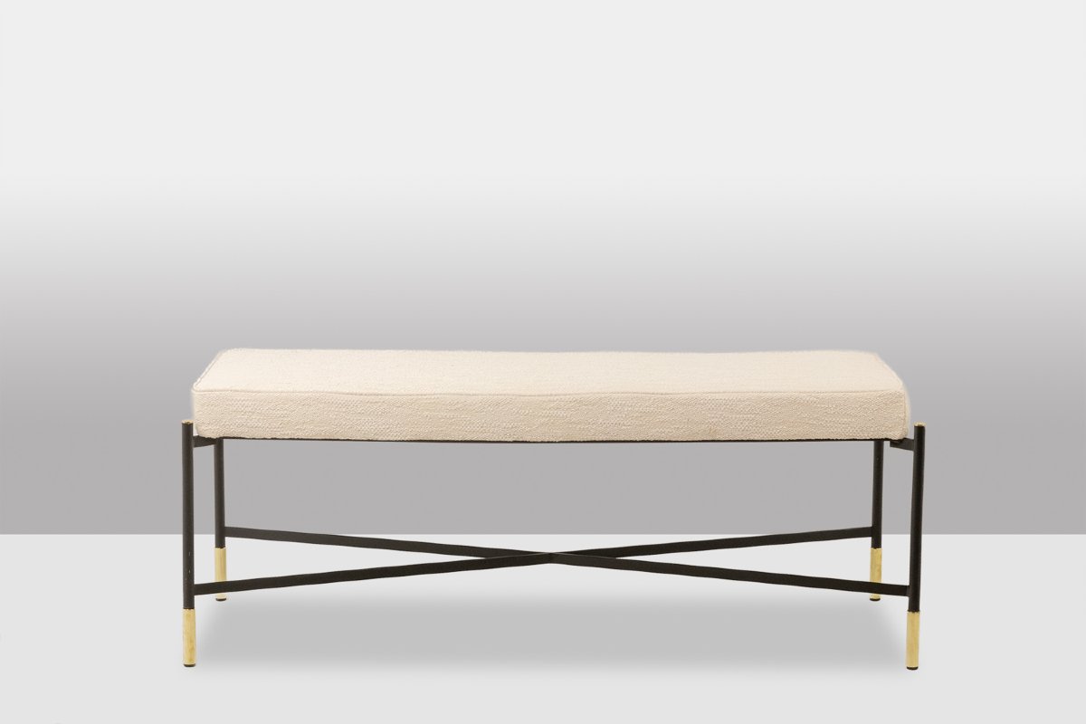 Pair Of White Benches, In Lacquered And Gold Metal. 2000s. Ls6364756m-photo-2