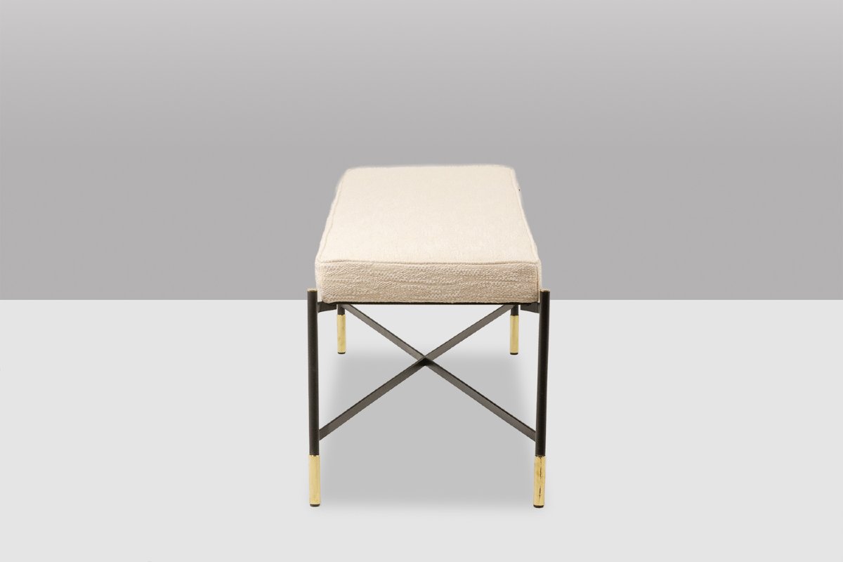 Pair Of White Benches, In Lacquered And Gold Metal. 2000s. Ls6364756m-photo-4