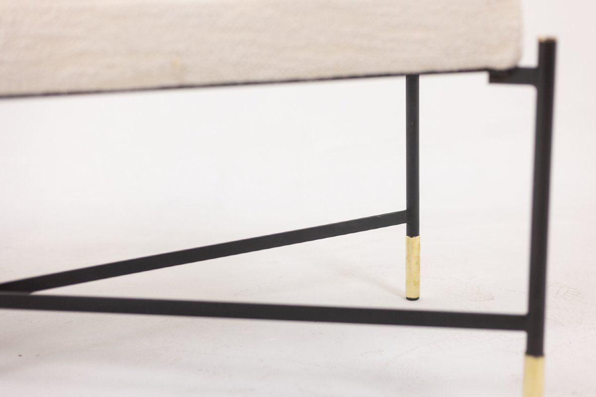 Pair Of White Benches, In Lacquered And Gold Metal. 2000s. Ls6364756m-photo-3