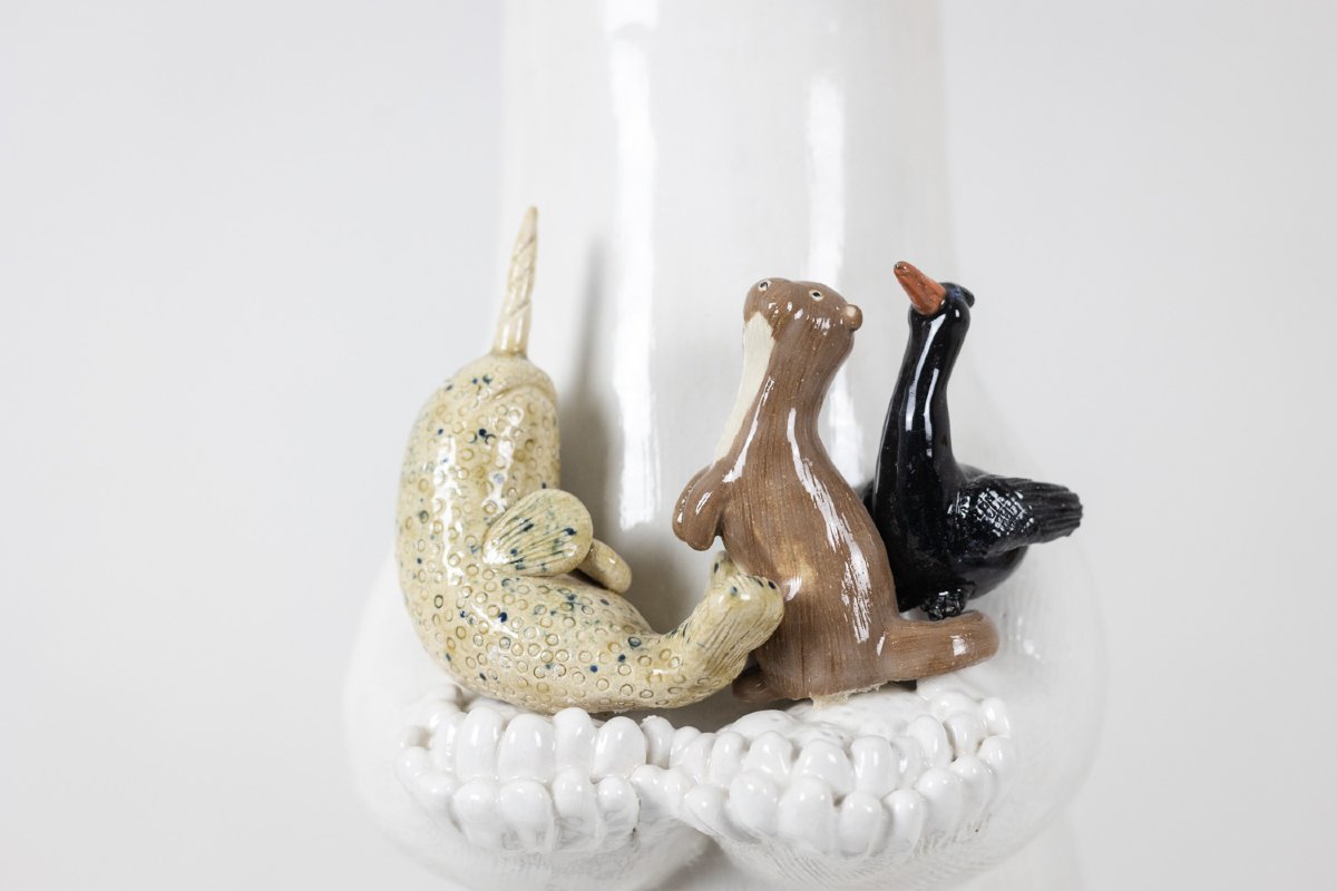 Valérie Courtet. Bear Presenting 3 Animals. Contemporary.  Ls64211605m-photo-2