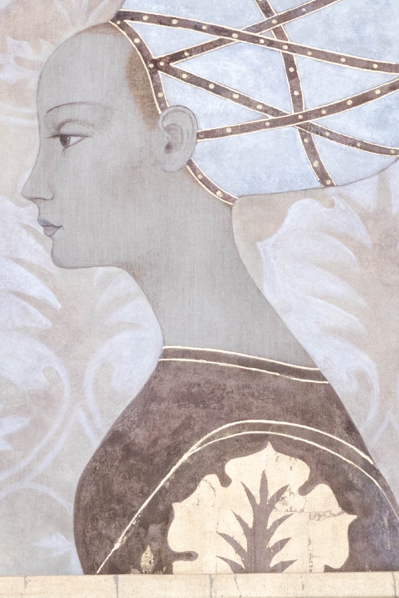 Toile Peinte Représentant Une Femme Noble Italienne. Contemporain. Ls5526675t-photo-2