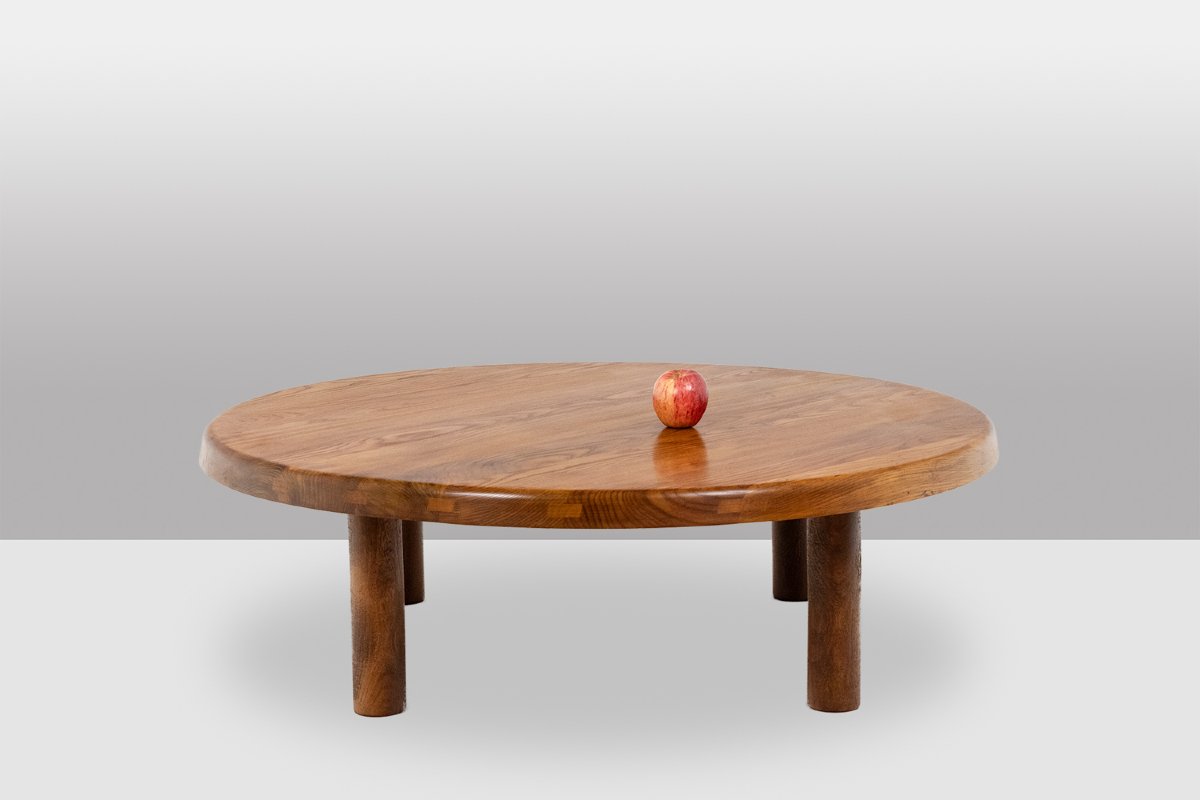 Pierre Chapo. Table basse en orme massif blond. Années 1970. LS64913509U-photo-3