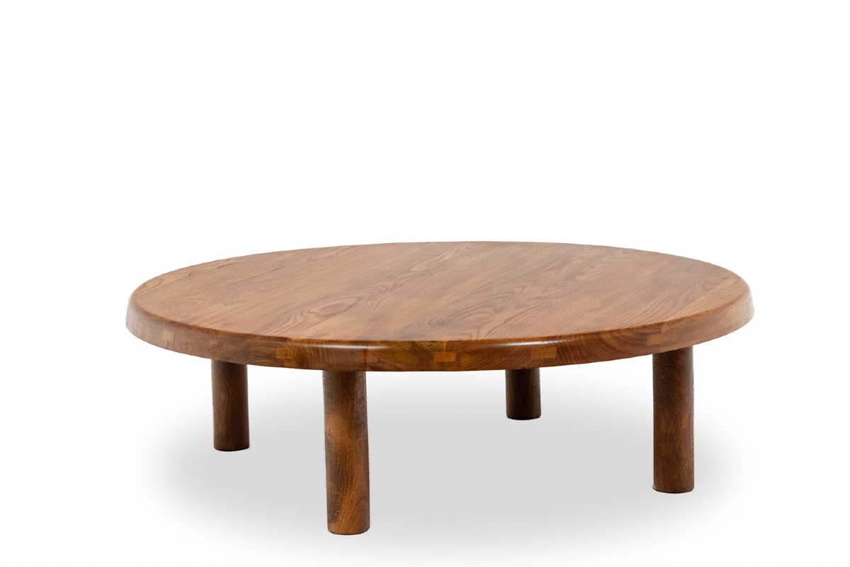 Pierre Chapo. Table basse en orme massif blond. Années 1970. LS64913509U