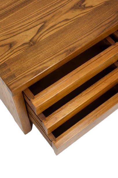 Pierre Chapo. Low Chest Of Drawers In Blond Elm. Circa 1970. Ls64923507p-photo-7