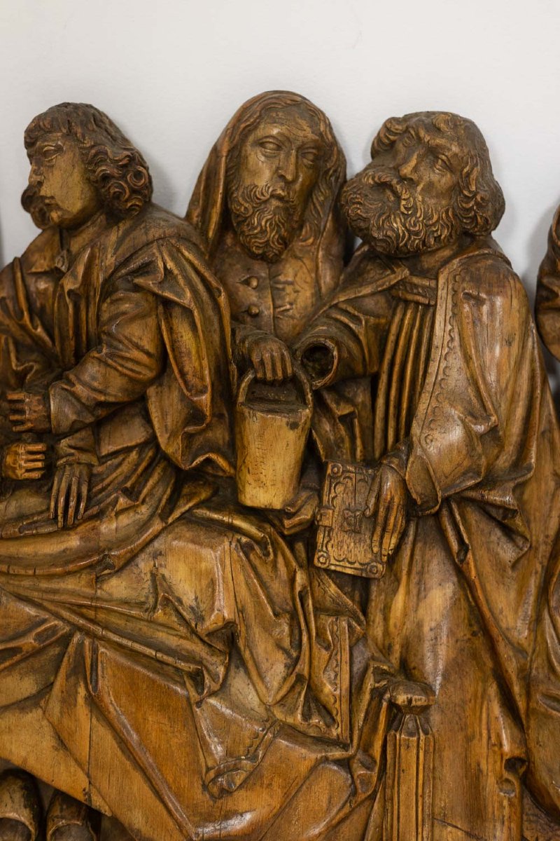 Rhenish Altarpiece, Dormition In Wood Carved In Bas-relief, 19th Century Ls64443009m-photo-2
