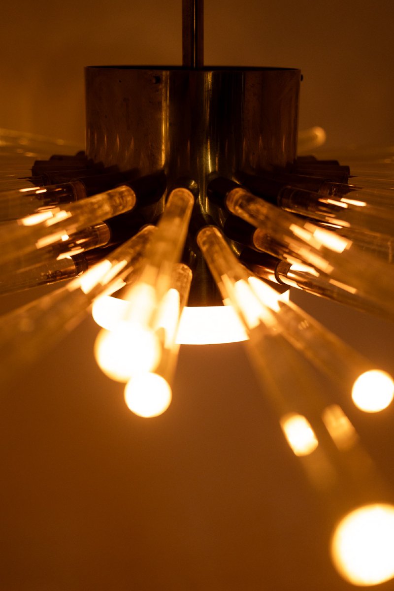 Lustre à tubes de verres, rayonnant. Création contemporaine. LS64491709P-photo-1