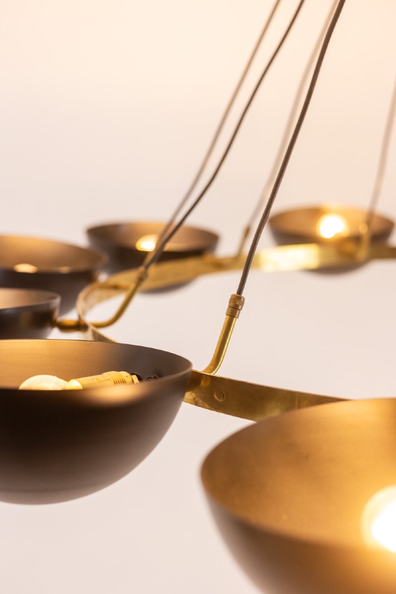 Contemporary 10-light Chandelier Or Pendant Light, Brass And Black Lacquer Ls 64521208u-photo-4
