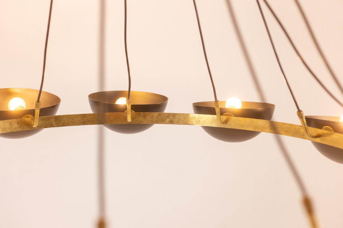 Contemporary 10-light Chandelier Or Pendant Light, Brass And Black Lacquer Ls 64521208u-photo-2