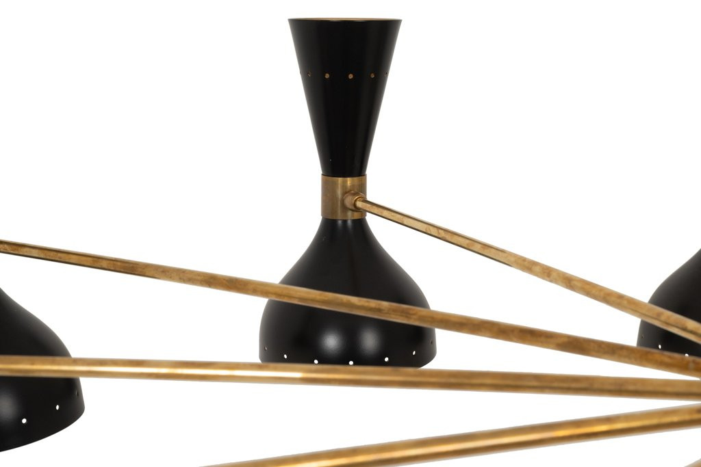 Lustre diabolo en laiton patiné et laqué noir. Contemporain. LS64531920-photo-1