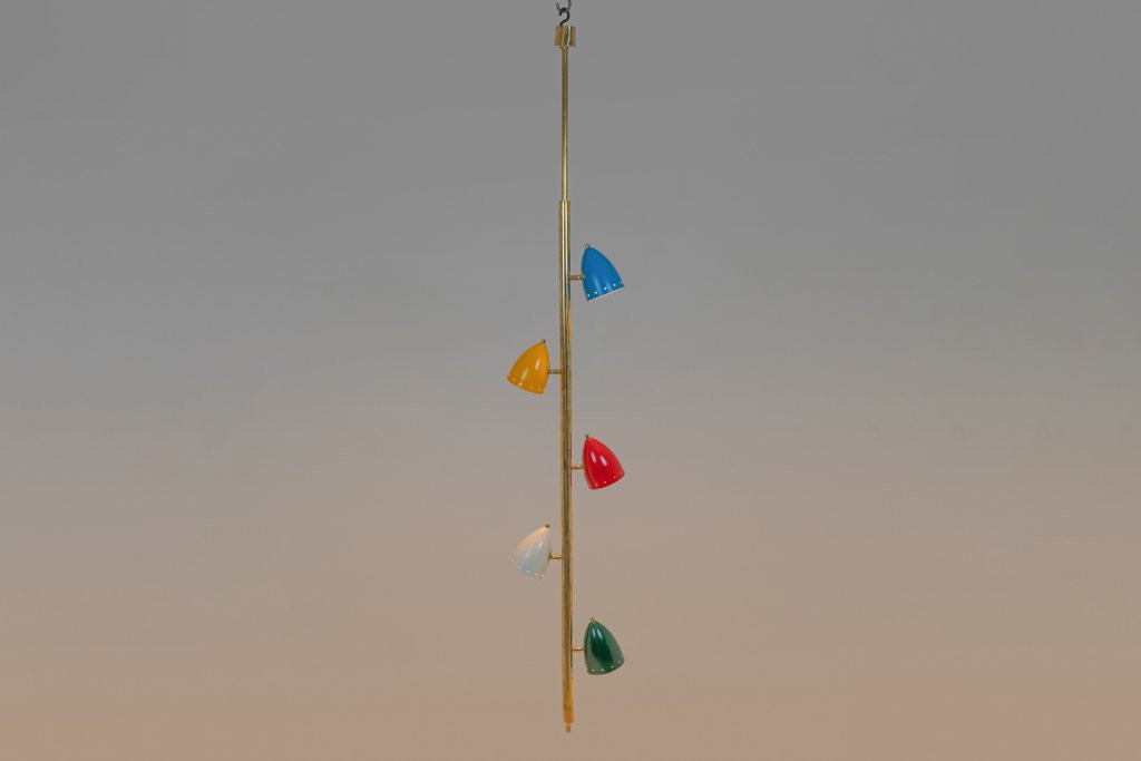 Tubular Hanging Lamp In Patinated And Lacquered Brass. Contemporary Ls6534711z-photo-4