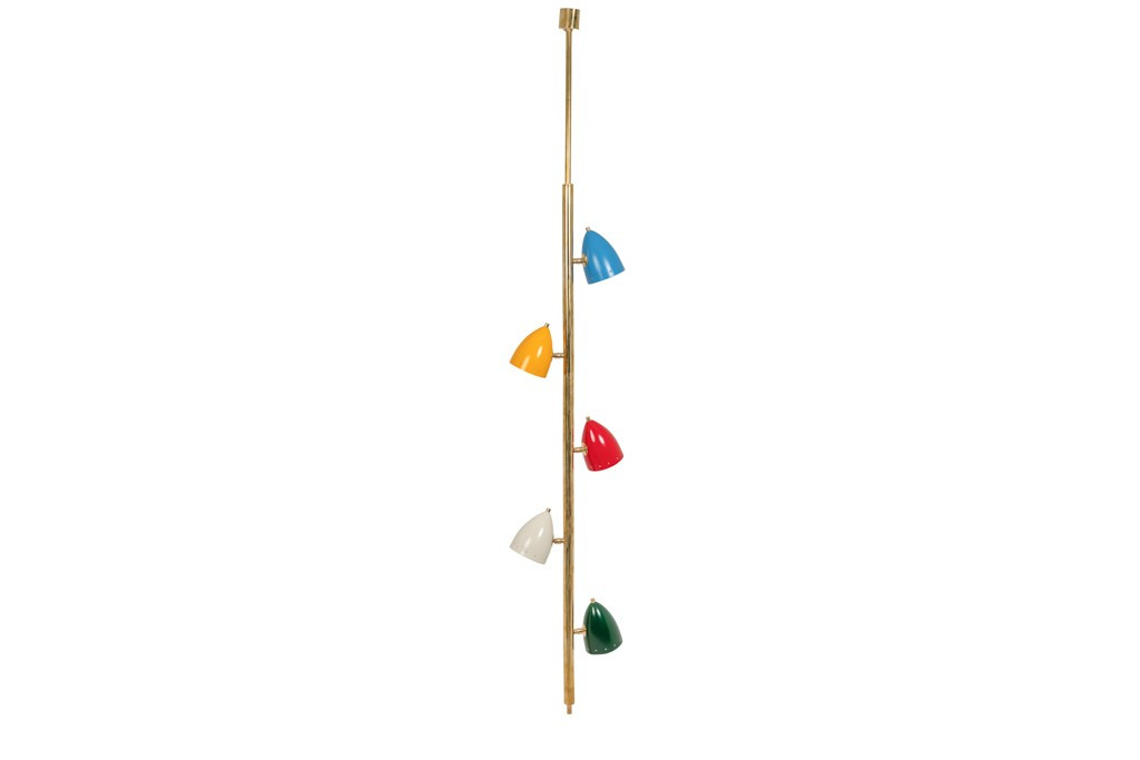 Tubular Hanging Lamp In Patinated And Lacquered Brass. Contemporary Ls6534711z