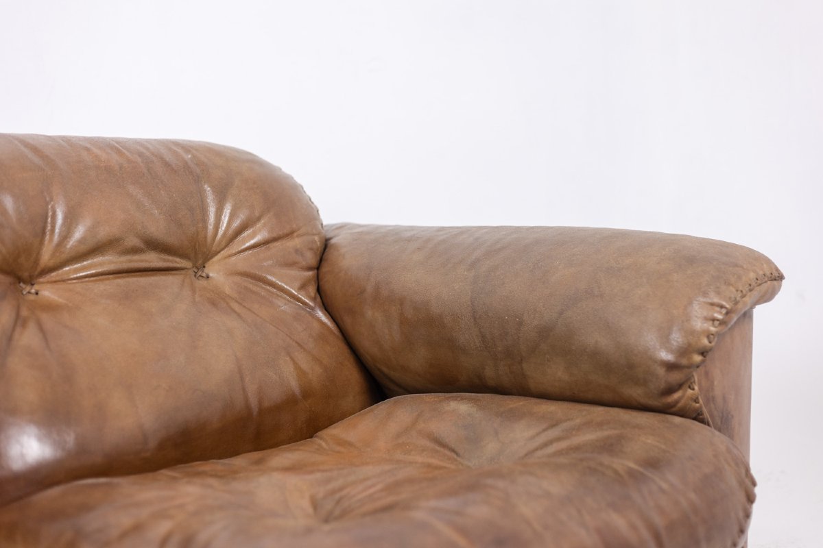 Maison De Sede. Two-seater Buffalo Leather Sofa. 1970s. Ls5246509c-photo-5