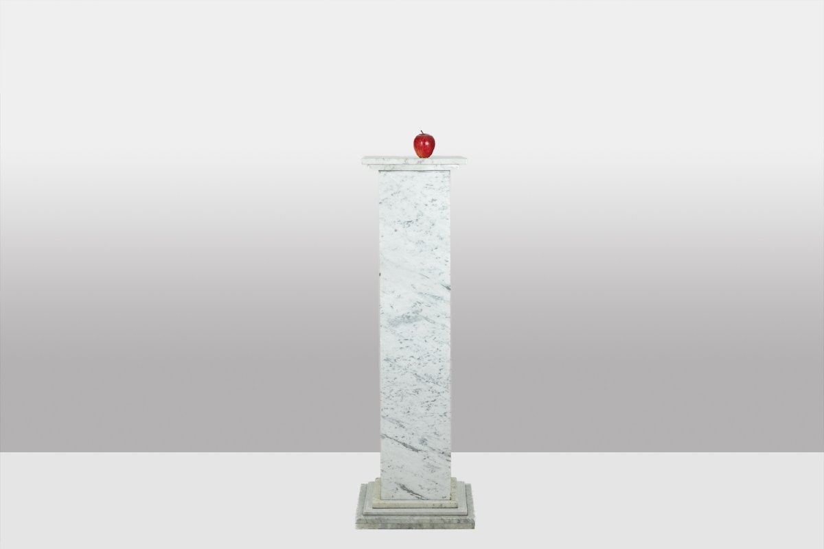 Paire de colonnes de style Art Déco, en marbre blanc, XXe siècle.  LS6476409P   -photo-1