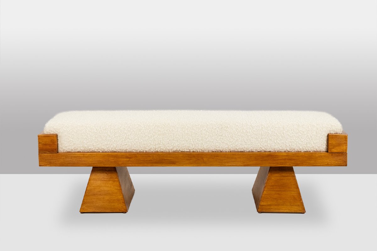 Banc en frêne blond. Travail artisanal du 20e siècle. LS6502908Y-photo-2