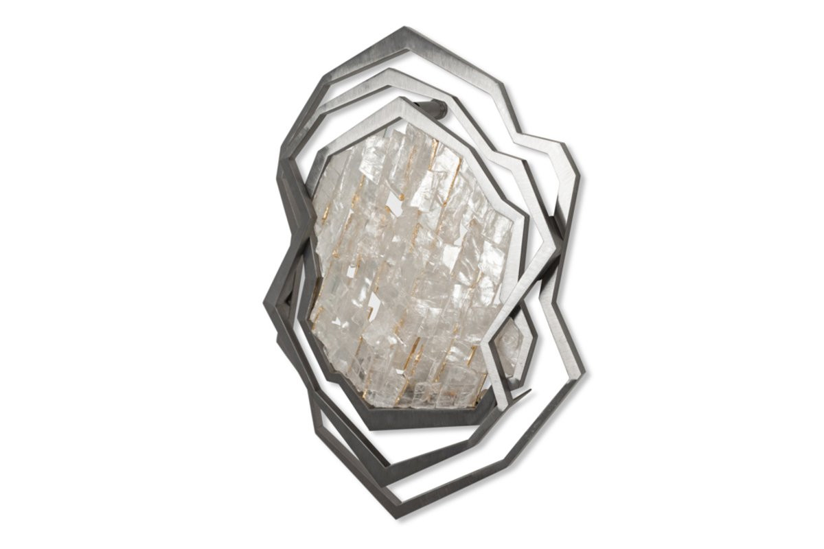 Paire d’appliques en métal brossé et cristal de roche. Contemporain. LS65333801H-photo-3