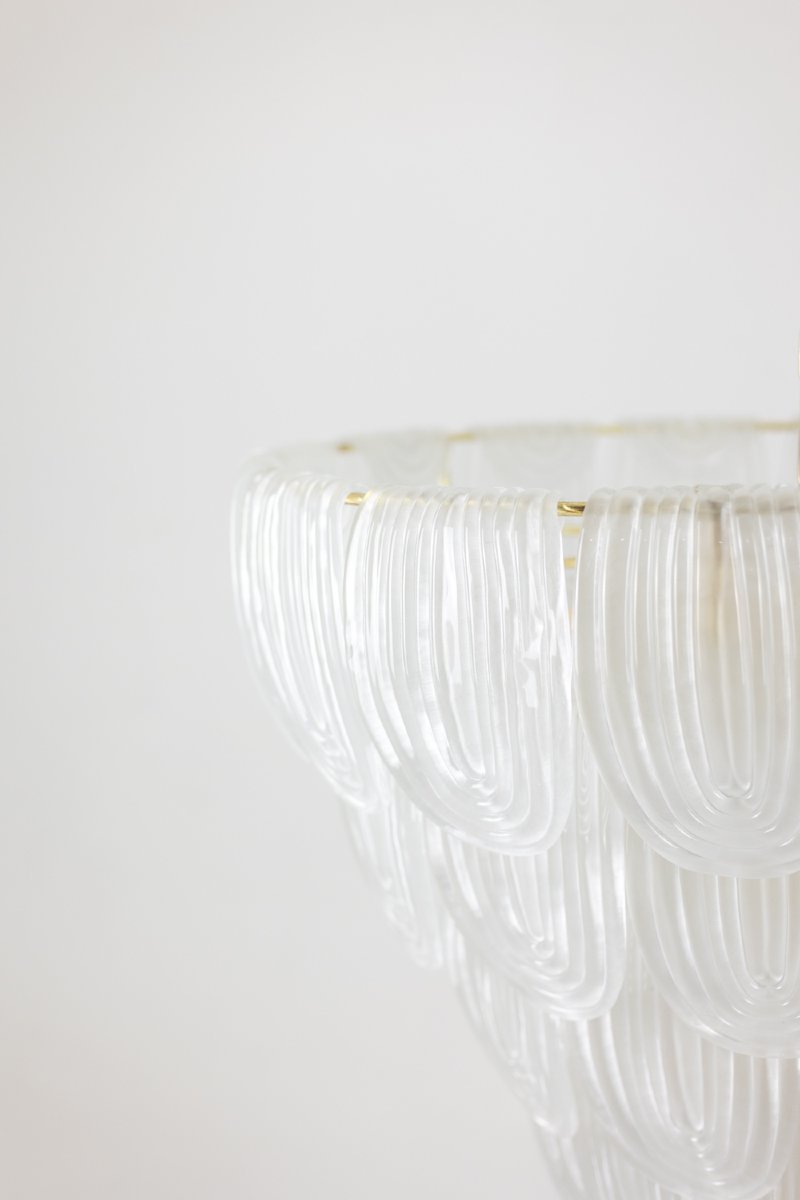 Translucent White Murano Glass Chandelier. Italy, Contemporary Work. Ls64641401-photo-5