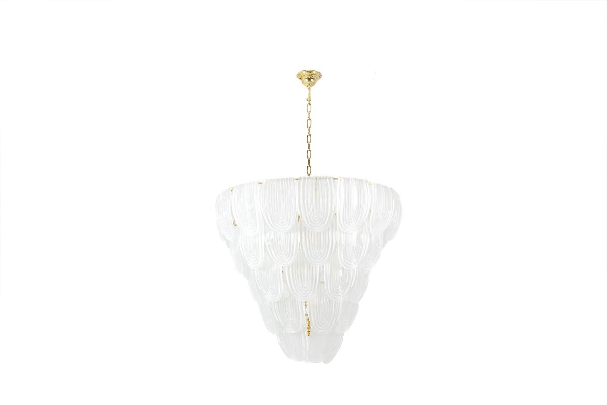Translucent White Murano Glass Chandelier. Italy, Contemporary Work. Ls64641401-photo-8