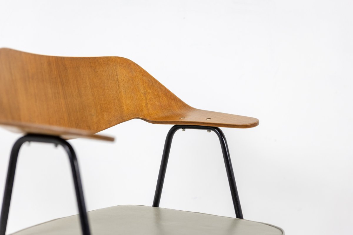 Robin Day. Fauteuil de bureau en bois thermoformé. Airborne vers 1950-60. LS6514405-photo-2