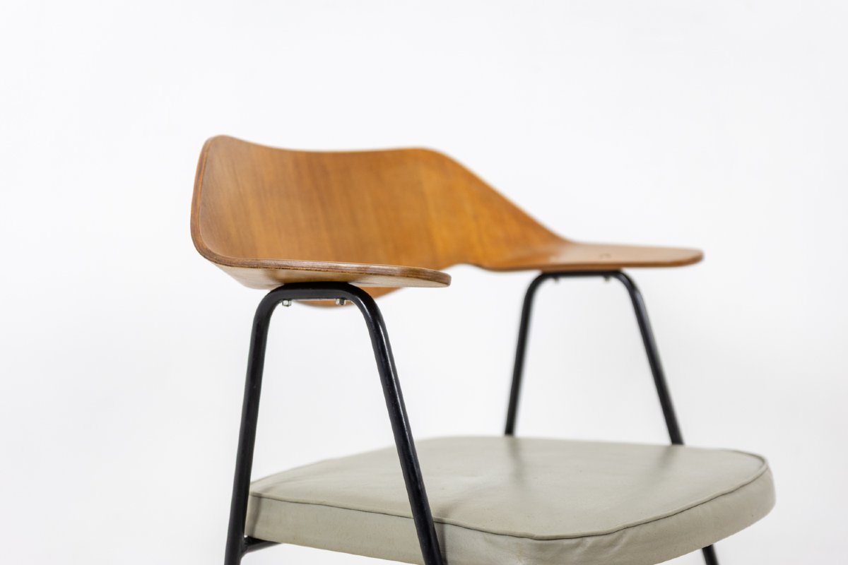 Robin Day. Fauteuil de bureau en bois thermoformé. Airborne vers 1950-60. LS6514405-photo-4