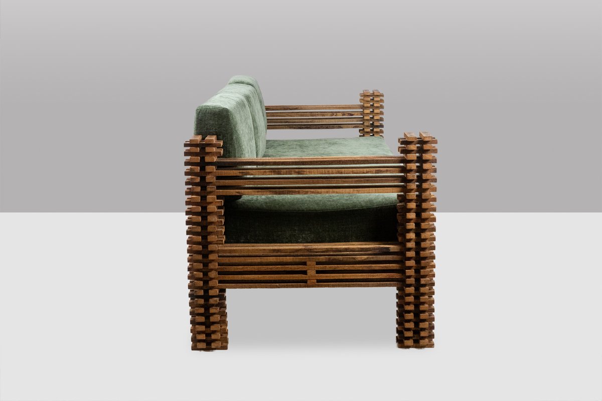 'kapla' 3-seater Sofa Or Wall-mounted Bench. 1960s. Ls6551-photo-4