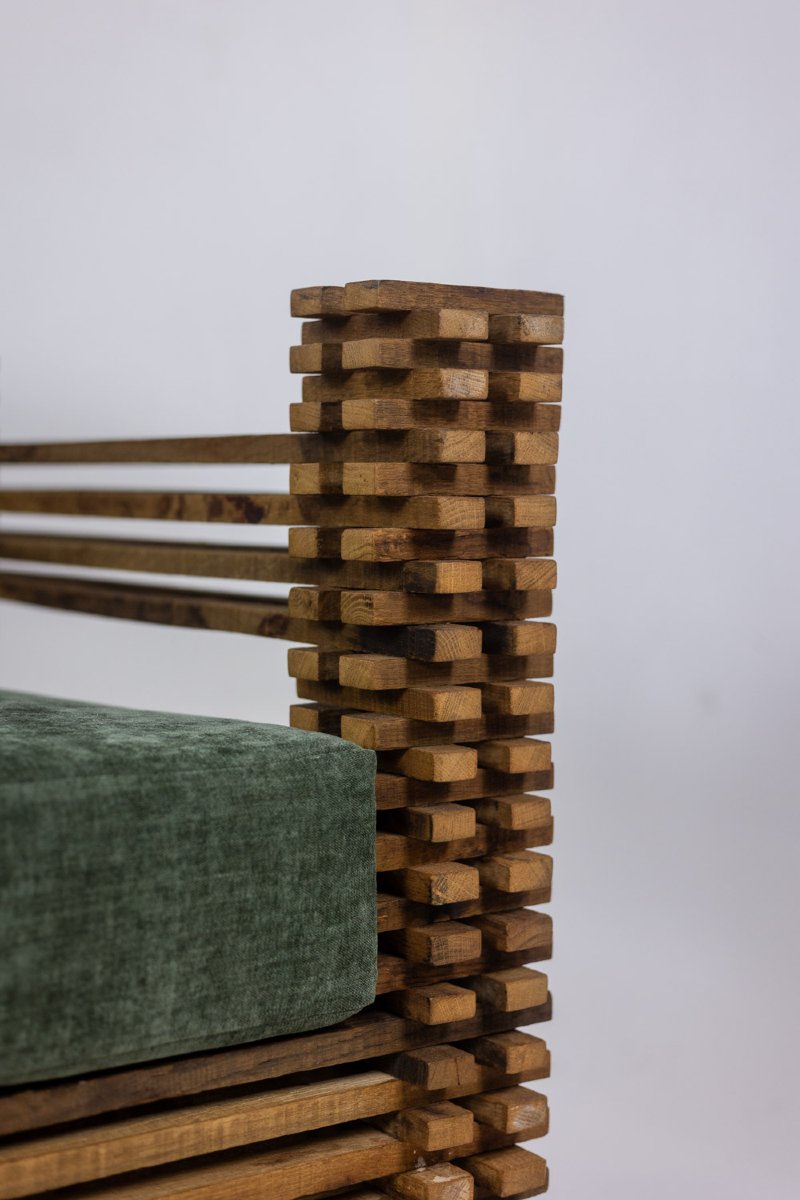 'kapla' 3-seater Sofa Or Wall-mounted Bench. 1960s. Ls6551-photo-3