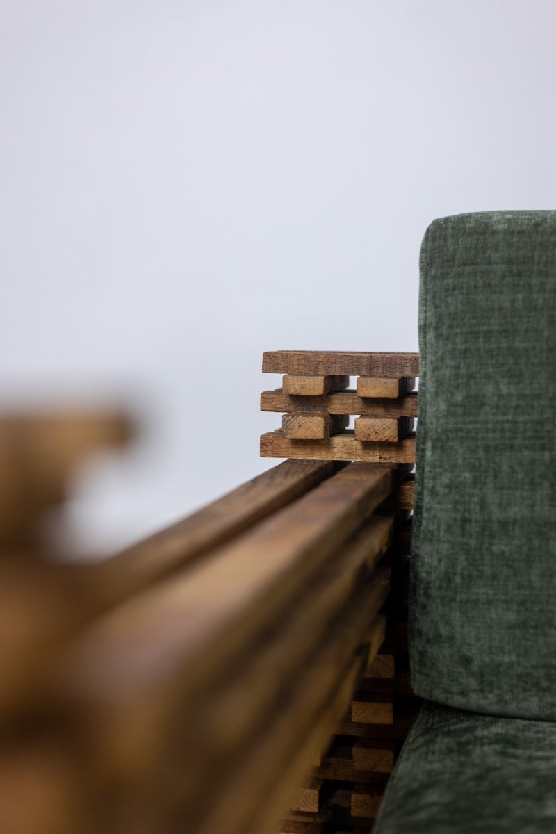 'kapla' 3-seater Sofa Or Wall-mounted Bench. 1960s. Ls6551-photo-5