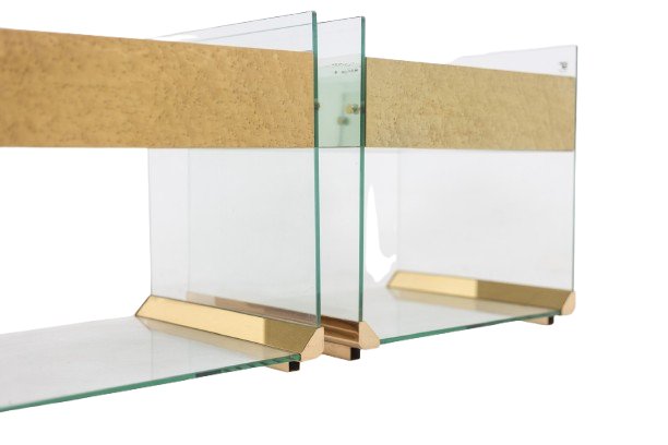 Pair Of Bedside Tables Or Sofa Ends In Brass, Glass And Mirror. 70's Ls6566387u-photo-1