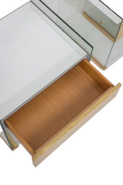 Pair Of Bedside Tables Or Sofa Ends In Brass, Glass And Mirror. 70's Ls6566387u-photo-3