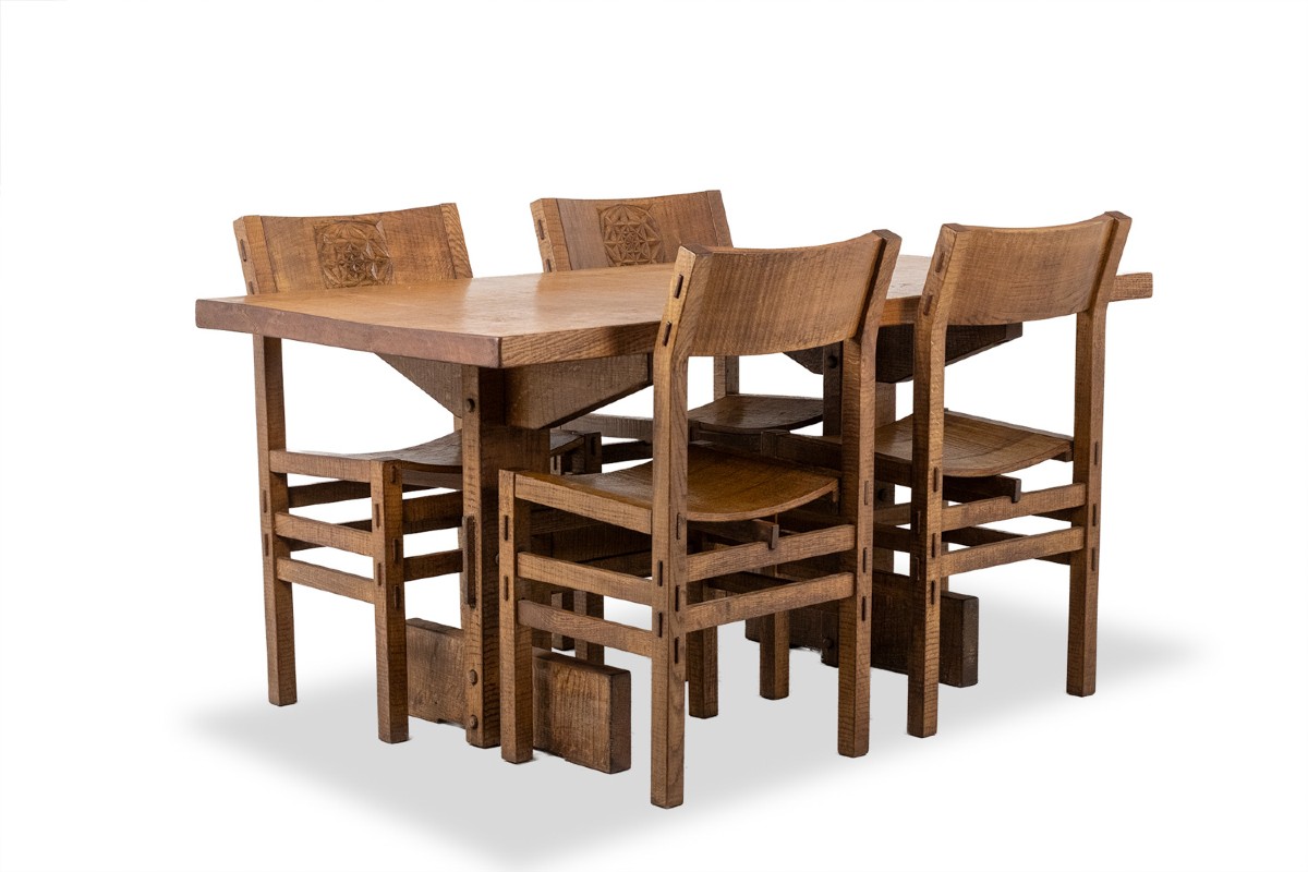 Officina Rivadossi, Brutalist-style Table And 4 Chairs. Italy, Circa 1970 Ls65692309p
