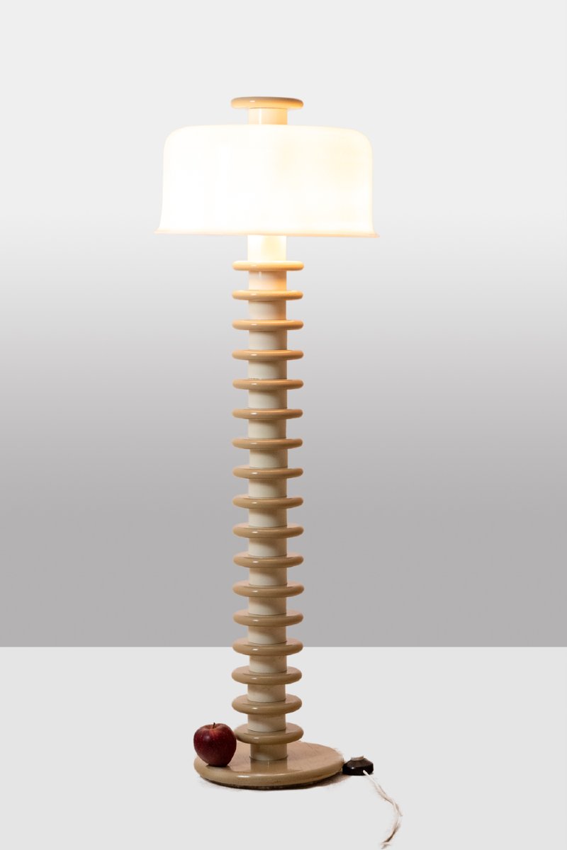 Ettore Sottsass. Floor Lamp In White And Beige Lacquered Wood. 1980s-90s Ls6578809-photo-2