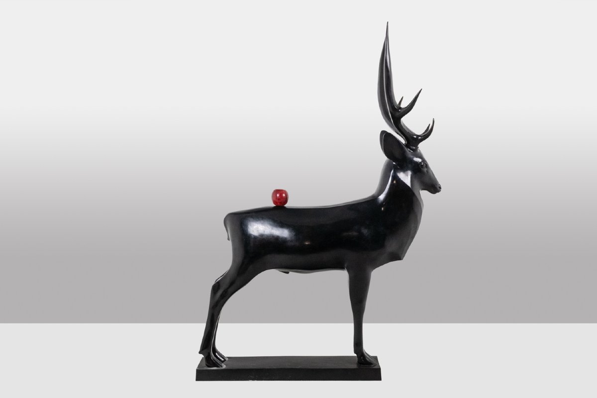 François Pompon. Cerf, sculpture en bronze grandeur nature. Tirage 2006 LS659260003D-photo-2