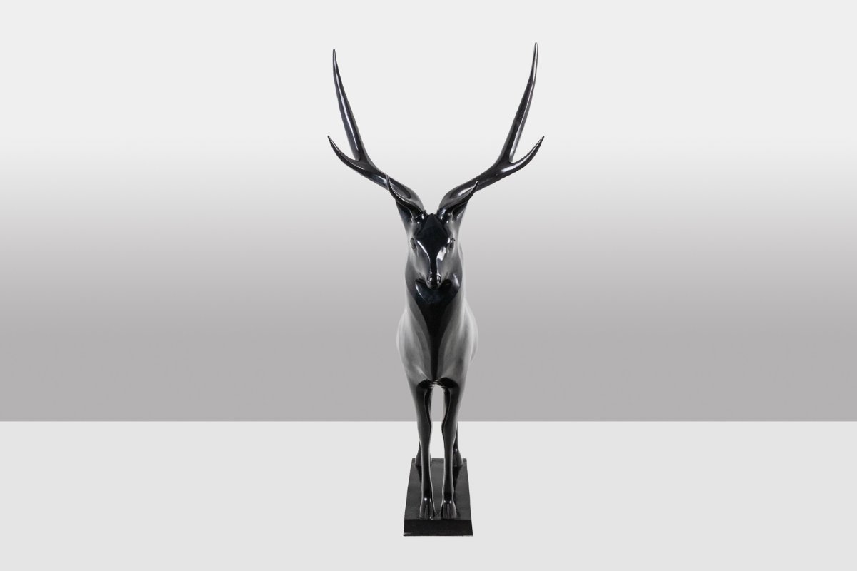 François Pompon. Cerf, sculpture en bronze grandeur nature. Tirage 2006 LS659260003D-photo-4