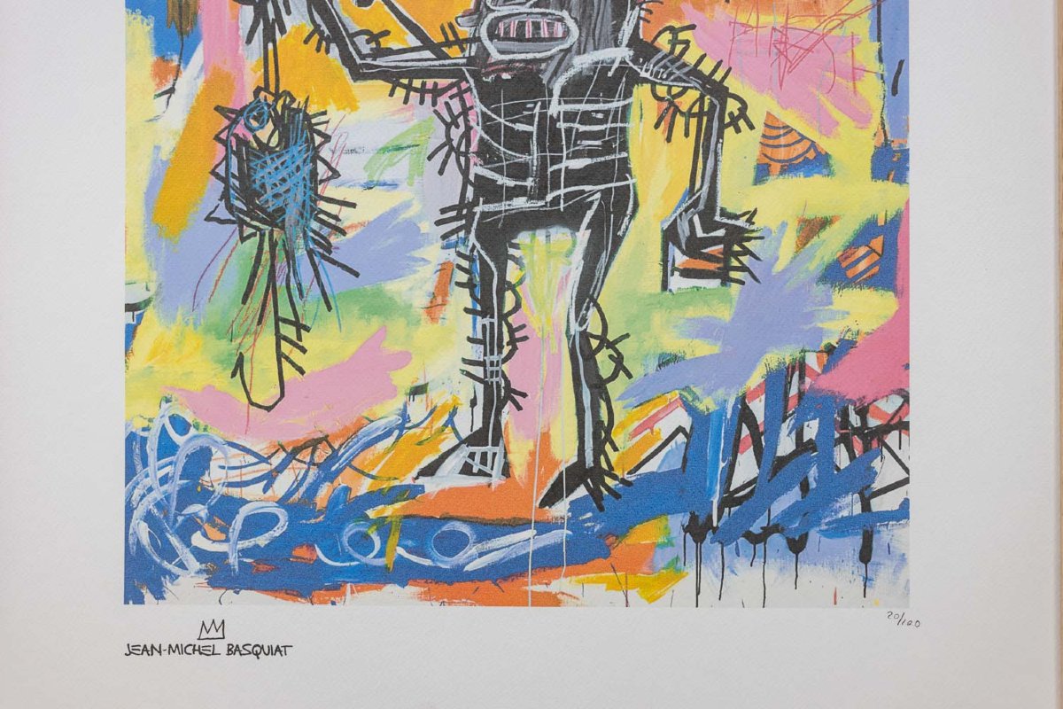 Jean-michel Basquiat. Numbered Color Silkscreen Print. 1990s. Ls6633l82/1-photo-1