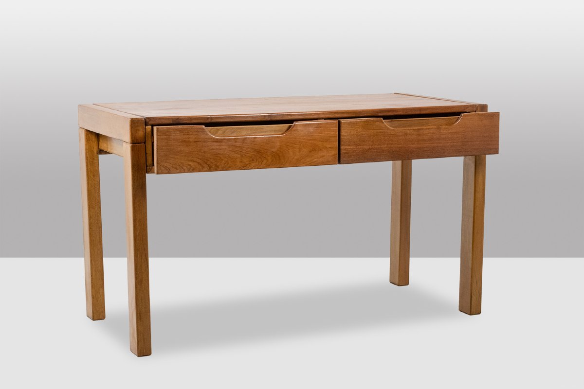 Flat Desk With Elm Wood Base, 6 Drawers On The Front. 1970s Ls65081357-photo-3