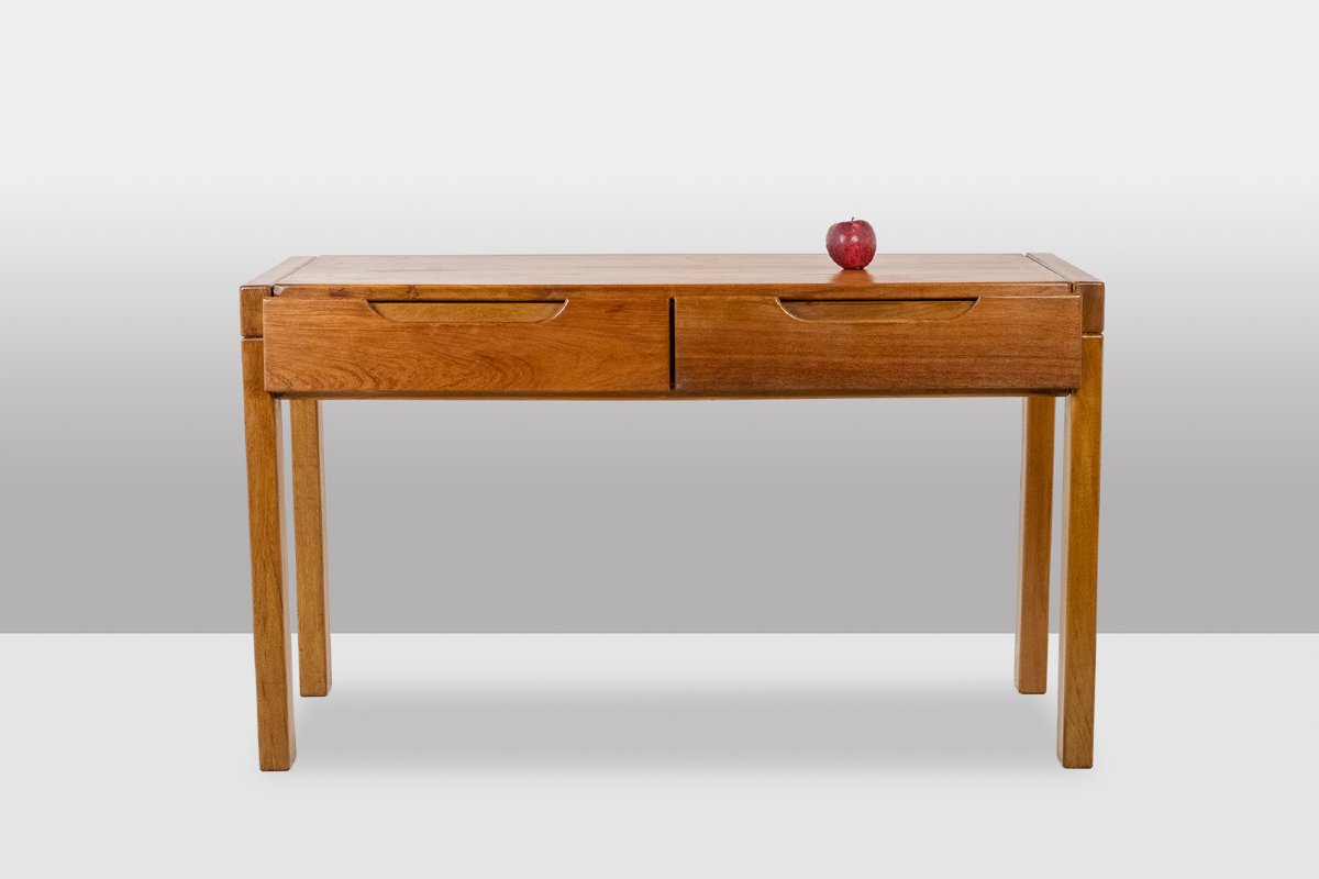 Flat Desk With Elm Wood Base, 6 Drawers On The Front. 1970s Ls65081357-photo-4