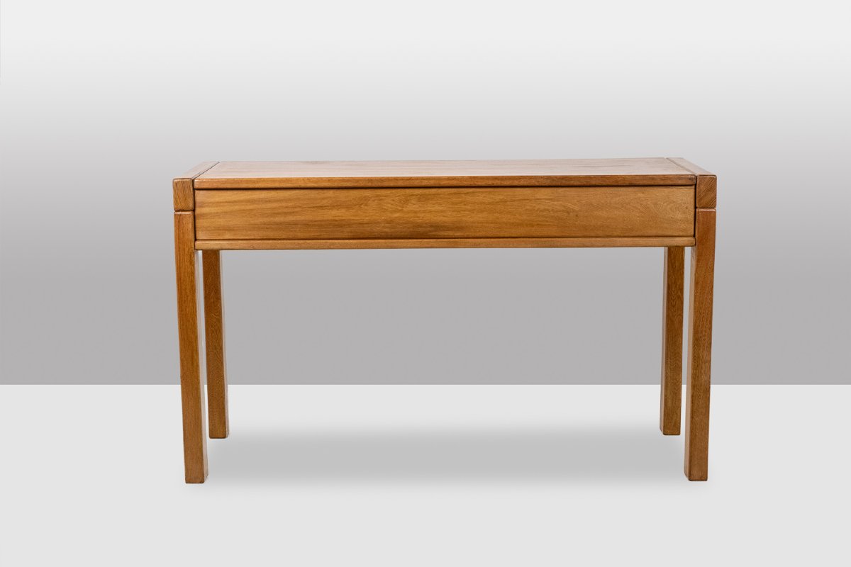 Flat Desk With Elm Wood Base, 6 Drawers On The Front. 1970s Ls65081357-photo-5