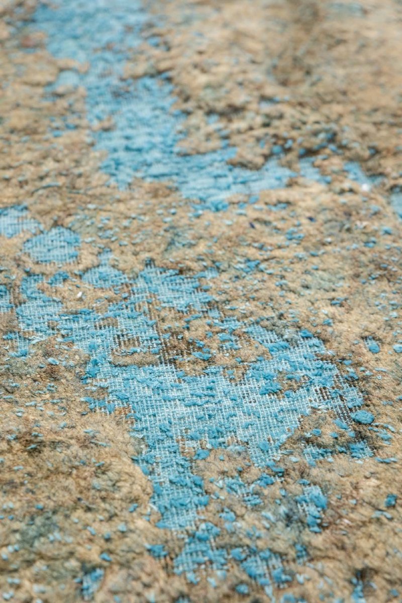 Tapis de sol rectangulaire en laine à fond bleu clair. Contemporain. LS66131801-photo-2