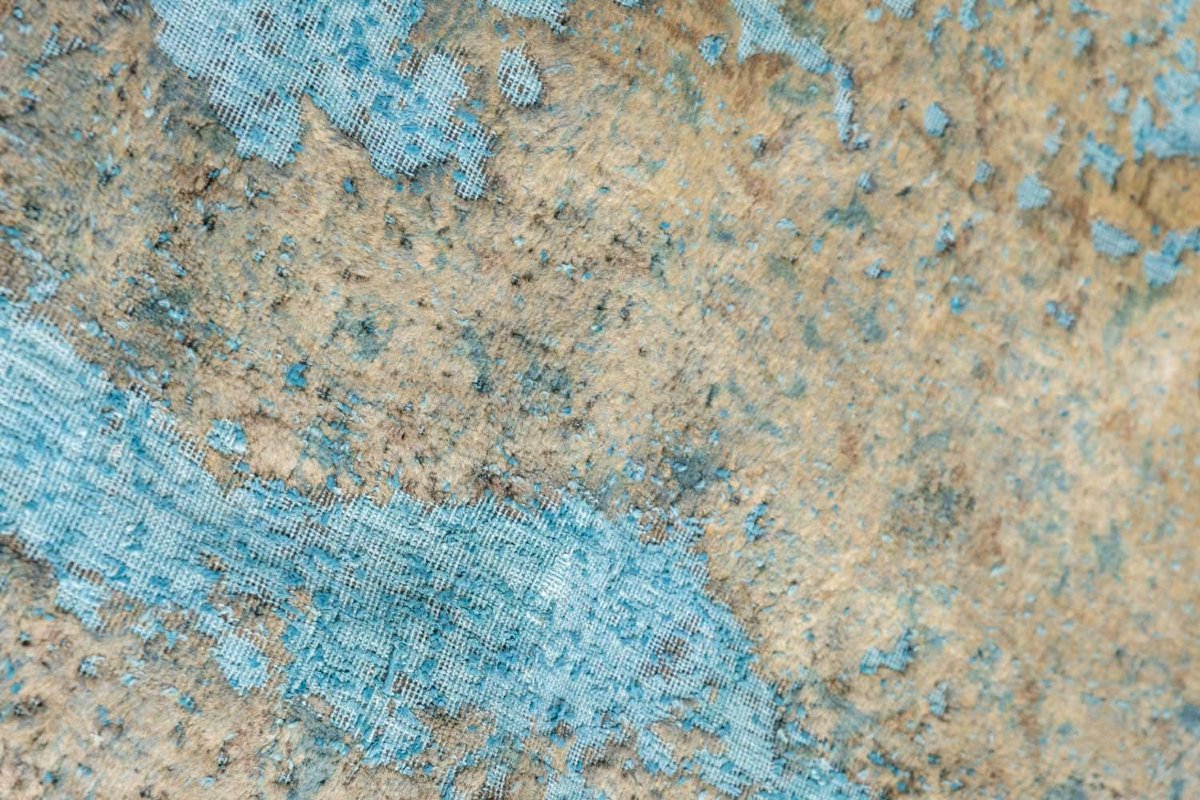 Tapis de sol rectangulaire en laine à fond bleu clair. Contemporain. LS66131801-photo-3