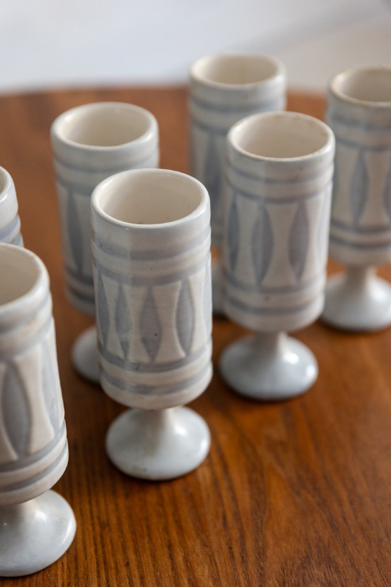 Roger Capron.  Série de 8 verres en céramique signés et datés 1976 LS6632204-photo-3