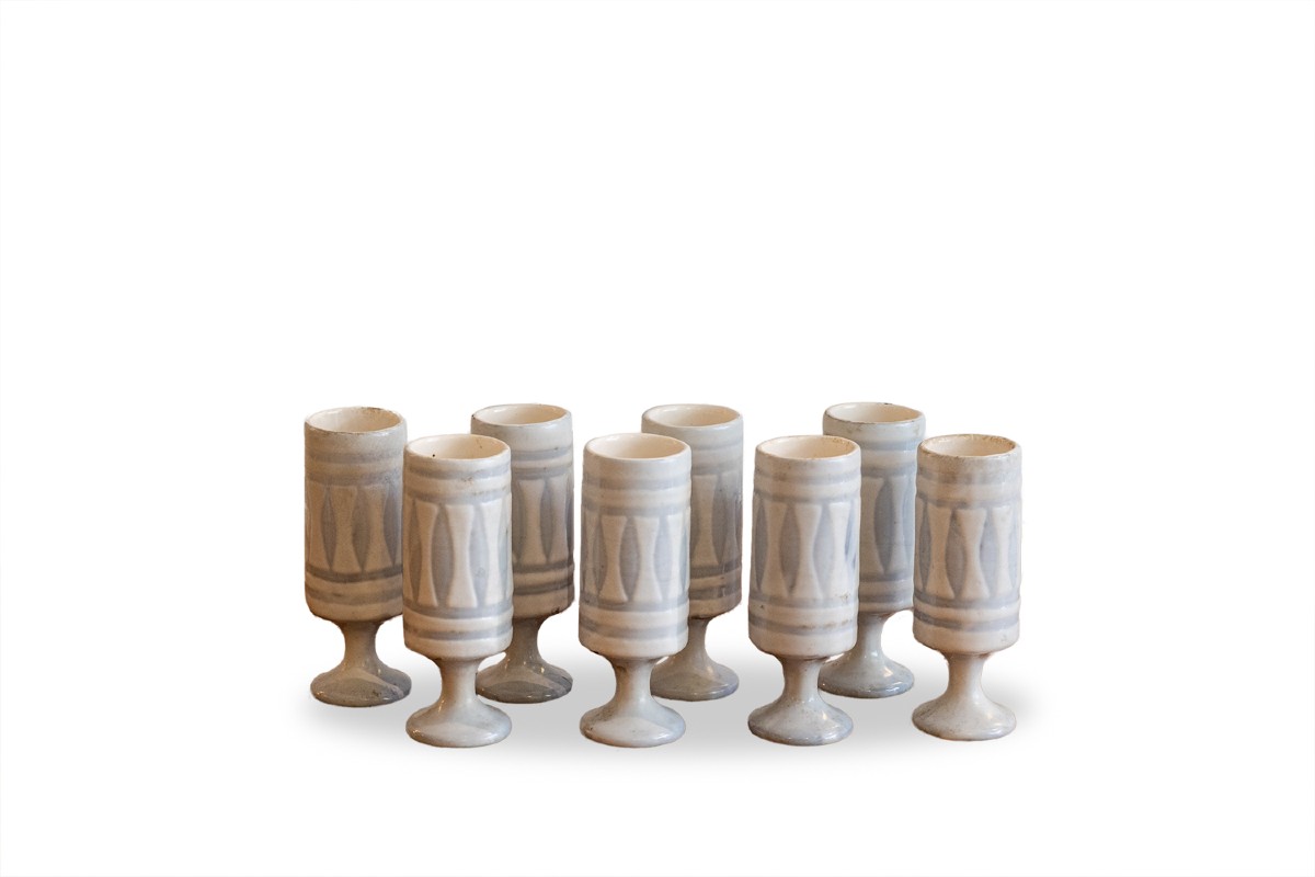 Roger Capron.  Série de 8 verres en céramique signés et datés 1976 LS6632204