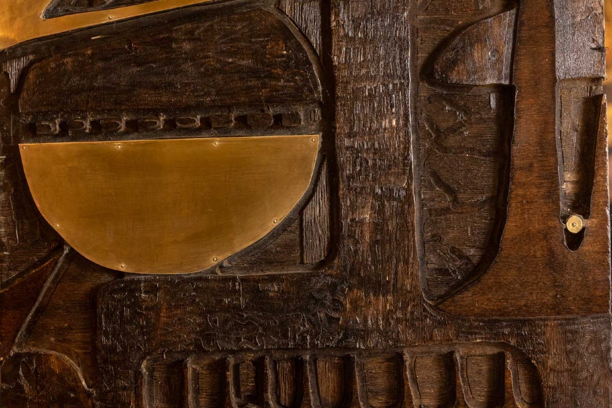 V. De Segonzac. Modernist Triptych In Carved Wood. Contemporary. Ls66703002-photo-2