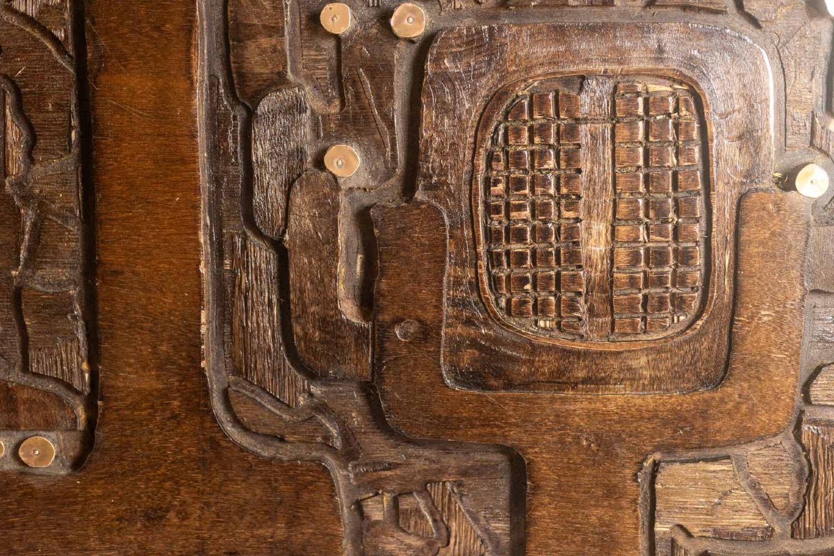 V. De Segonzac. Modernist Triptych In Carved Wood. Contemporary. Ls66703002-photo-4