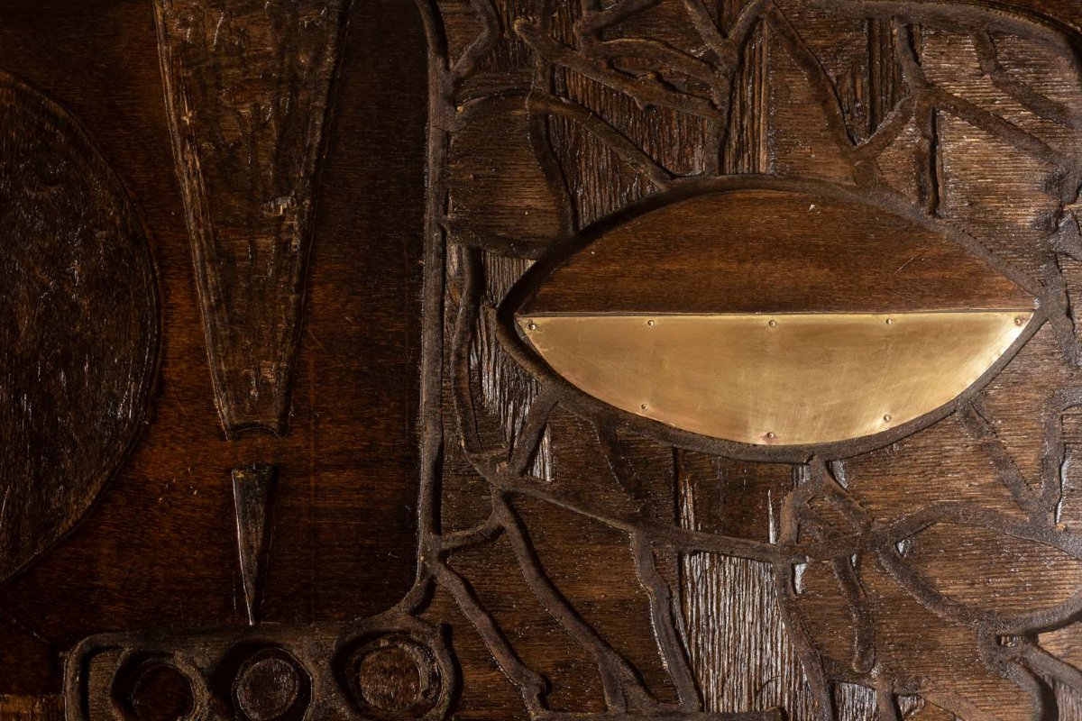 V. De Segonzac. Modernist Triptych In Carved Wood. Contemporary. Ls66703002-photo-2