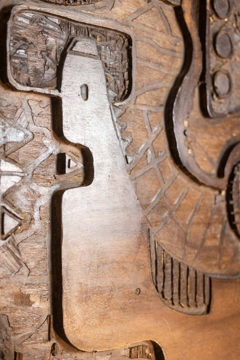 V. De Segonzac. Modernist Triptych In Carved Wood. Contemporary. Ls66703002-photo-4