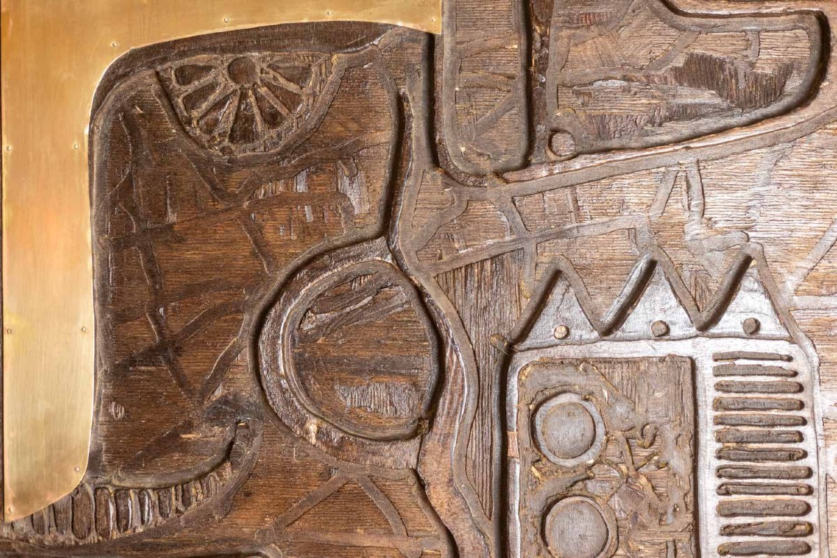 V. De Segonzac. Modernist Triptych In Carved Wood. Contemporary. Ls66703002-photo-6