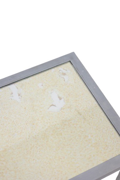 Maison Jansen. Brushed Aluminum Console With Eglomized Glass Top. 1970 Ls6176405-photo-2