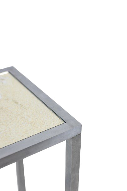 Maison Jansen. Brushed Aluminum Console With Eglomized Glass Top. 1970 Ls6176405-photo-3