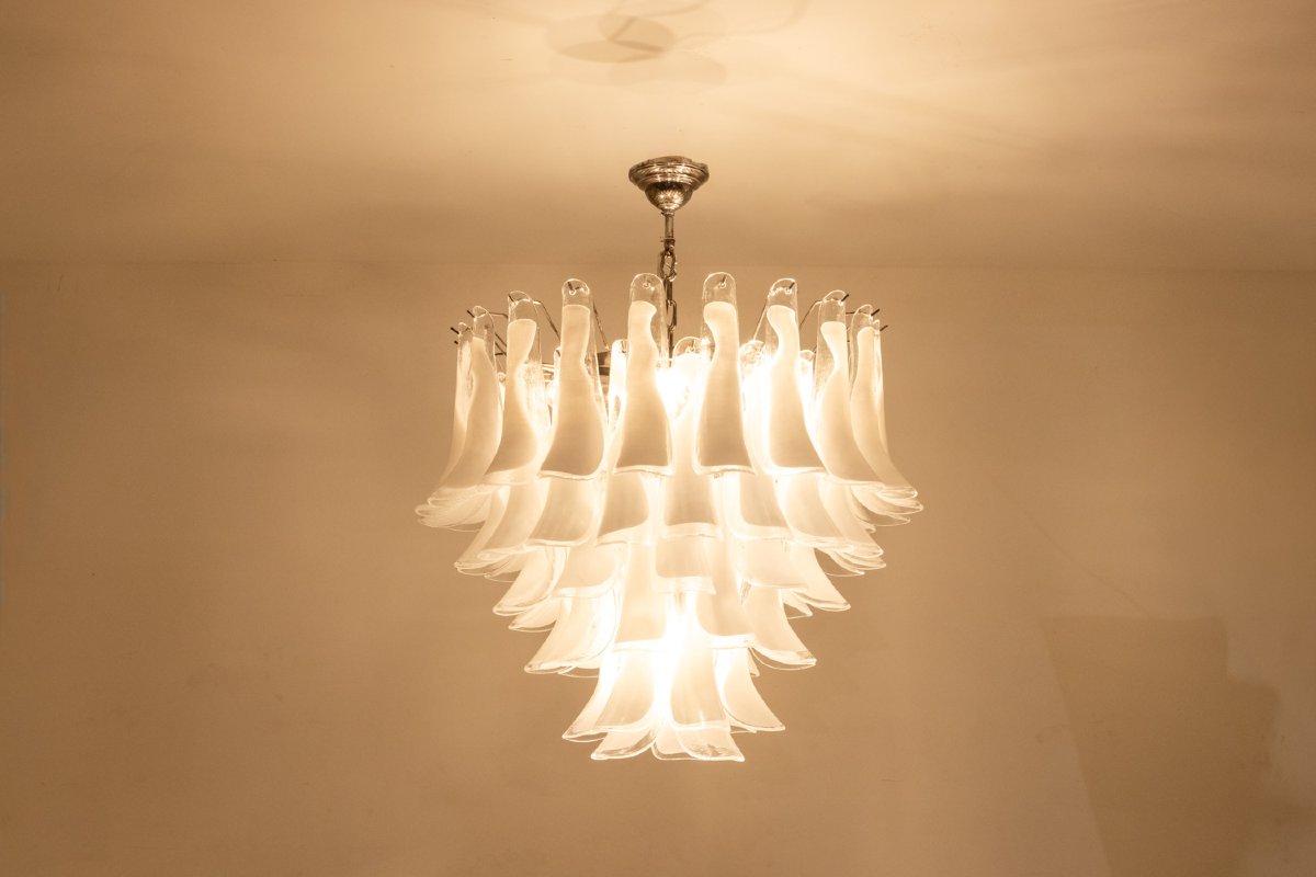 Murano Glass Chandelier In White And Translucent Glass. Contemporary Ls64651196-photo-3