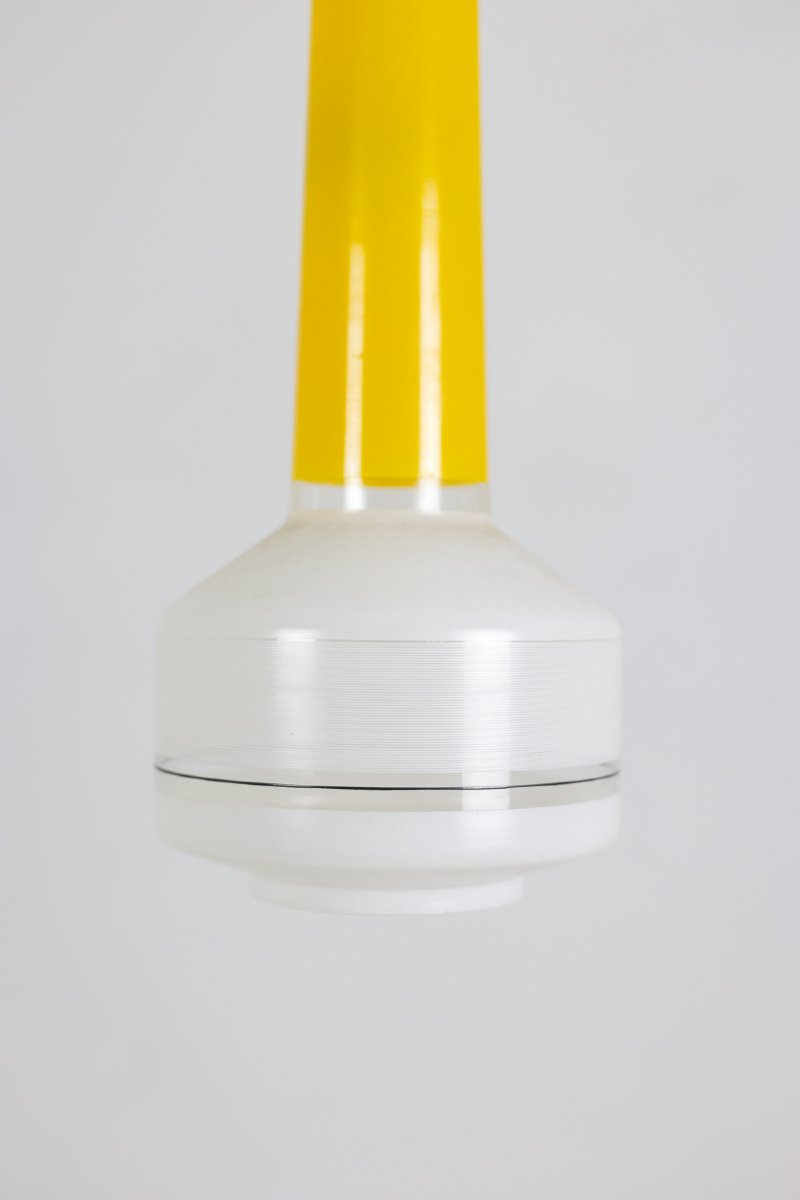 Pair Of Two-tone Yellow And White Glass Pendant Lights. 1960s Ls6481409p-photo-2